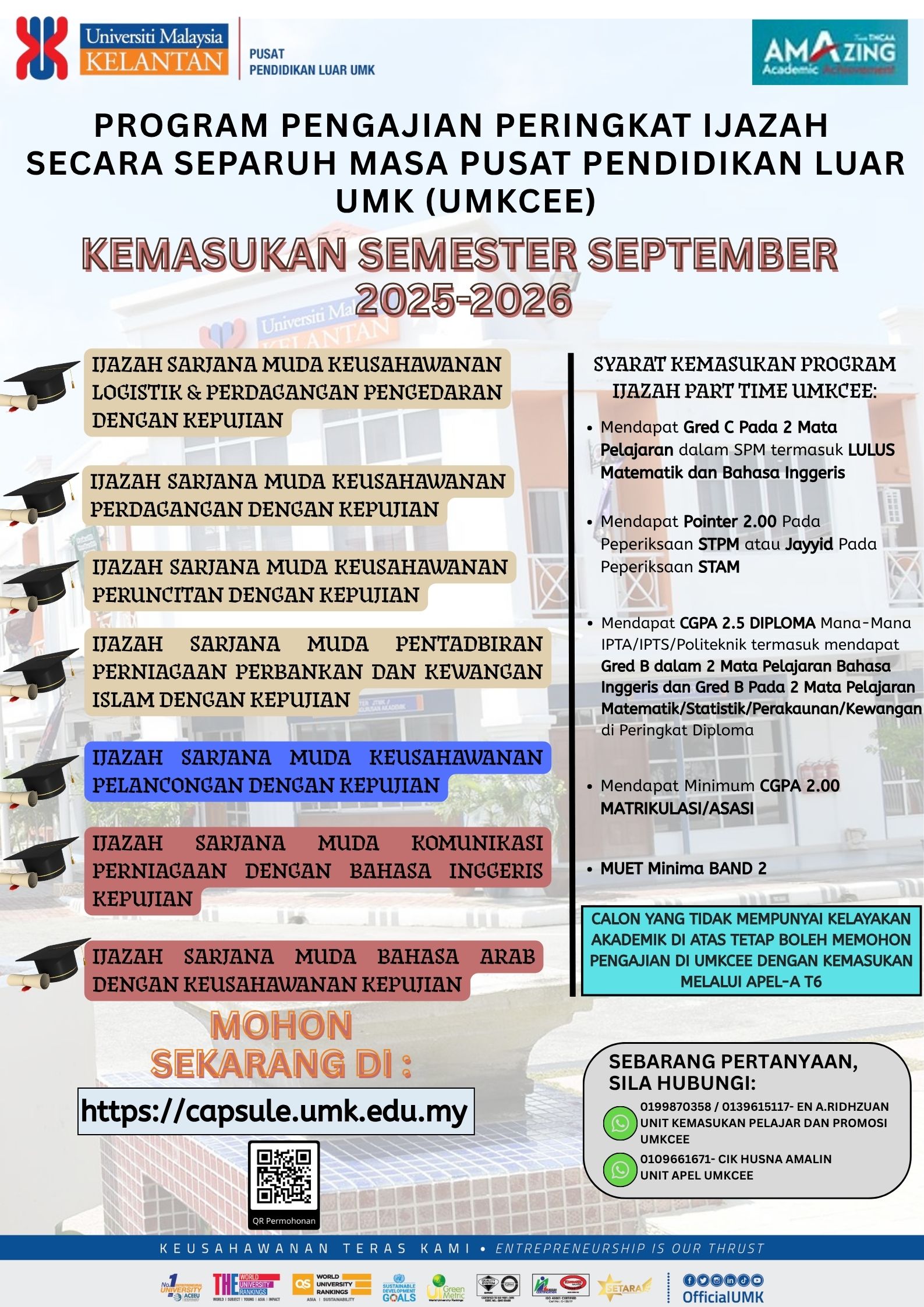 PERMOHONAN KEMASUKAN KE PUSAT PENDIDIKAN LUAR UMK (UMKCEE)